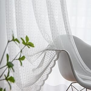 Sheer Curtains White Lace Window Curtains Farmhouse For Living Room Bedroom,Voile Curtain Outdoor Vintage French Embroidered Curtain Drapes 1 Panel miniinthebox