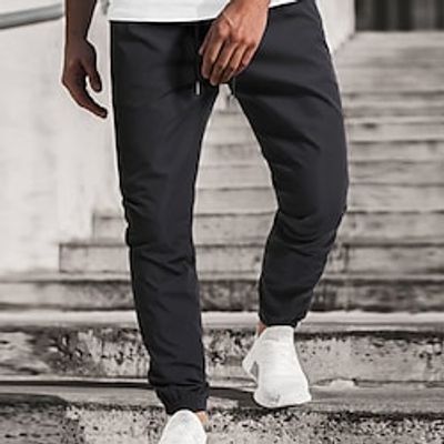 Men's Joggers Trousers Casual Pants Pocket Drawstring Elastic Waist Letter Camouflage Graphic Prints Comfort Breathable Full Length Daily Going out Streetwear Cotton Blend Fashion Chic  Modern Black Lightinthebox