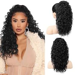 Ponytail Extension for Black Women Curly Wavy Drawstring Ponytail Hair Extensions Extra Fluffy Fake Pony Tail Extension 18 Inch Synthetic Hairpiece for Daily Use Lightinthebox