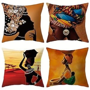 1PC African Woman Double Side Pillow Cover Soft Decorative Square Cushion Case Pillowcase for Bedroom Livingroom Sofa Couch Chair miniinthebox