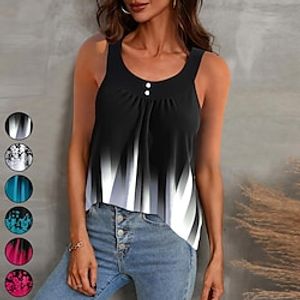 Women's Tank Top Black White Pink Floral Color Gradient Print Sleeveless Casual Holiday Basic Round Neck Regular Floral S Lightinthebox