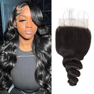 Brazilian Real Person Wig Natural Color Loose Wave 4x4 Lace Closure Hair Block Accessory 18-20Inches Lightinthebox Brazilian Real Person Wig Natural Color Loose Wave 4x4 Lace Closure Hair Block Accessory 18-20Inches Lightinthebox