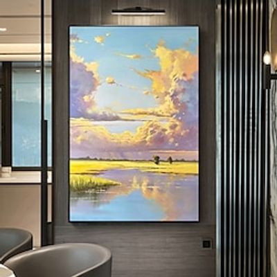 Sunrise Landscape Hand-painted Natural Warm Artwork  Nature Scene Landscape Minimalist Wall Decoration No Frame Lightinthebox