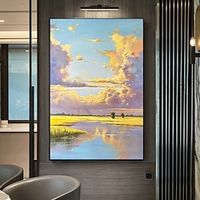 Sunrise Landscape Hand-painted Natural Warm Artwork  Nature Scene Landscape Minimalist Wall Decoration No Frame Lightinthebox - thumbnail