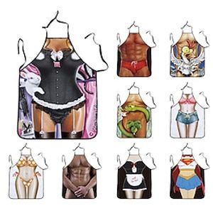 Cosplay Chef Apron For Women and Men, Kitchen Cooking Apron, Personalised Gardening Apron with Long Ties Neck Strap BBQ Drawing Crafting Aprons miniinthebox