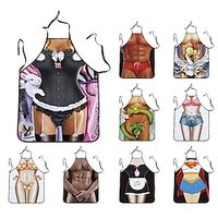 Cosplay Chef Apron For Women and Men, Kitchen Cooking Apron, Personalised Gardening Apron with Long Ties Neck Strap BBQ Drawing Crafting Aprons miniinthebox - thumbnail