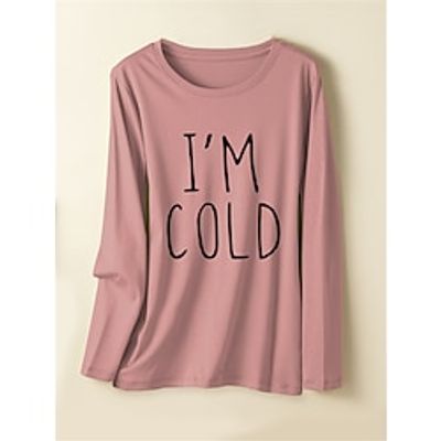 Women's Pajamas Top Letter Warm Comfort Soft Home Daily Bed Spandex Warm Breathable Crew Neck Long Sleeve Fall Winter Lotus Pink Black Lightinthebox Women's Pajamas Top Letter Warm Comfort Soft Home Daily Bed Spandex Warm Breathable Crew Neck Long Sleeve Fall Winter Lotus Pink Black Lightinthebox