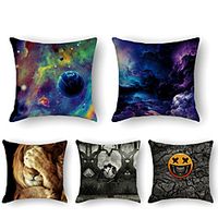 Cushion Cover 5PCS Faux Linen Soft Print Square Throw Pillow Cover Cushion Case Pillowcase for Sofa Bedroom 45 x 45 cm (18 x 18 Inch) Superior Quality Mashine Washable miniinthebox - thumbnail
