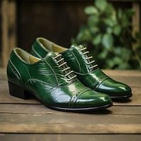 Men's Oxfords Retro Formal Shoes Brogue Dress Shoes Walking British Christmas Xmas Office  Career PU Breathable Comfortable Wear Resistance Lace-up Black Green Fall Winter Lightinthebox - thumbnail