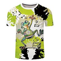 Men's Unisex Tee T shirt 3D Print Graphic Prints Frog Notes Plus Size 3D Print Short Sleeve Casual Tops Basic Designer Big and Tall Green Lightinthebox - thumbnail