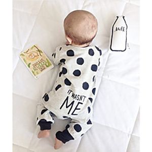 Baby Girls' Active Polka Dot Print Long Sleeve Romper White miniinthebox
