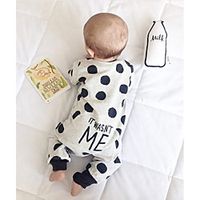 Baby Girls' Active Polka Dot Print Long Sleeve Romper White miniinthebox - thumbnail