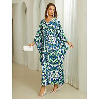 Women's V Neck Flutter Sleeve Maxi Dress 3/4 Length Sleeve Summer Lightinthebox