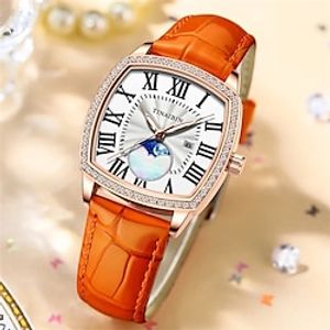 TIANBIN Orange Leather Band Quartz Movement Woman Watch Waterproof for lady watches miniinthebox