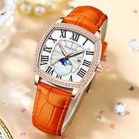 TIANBIN Orange Leather Band Quartz Movement Woman Watch Waterproof for lady watches miniinthebox - thumbnail