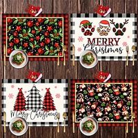 Red Christmas Meal Mat Nordic Style Household Cup Mat Insulated Bowl and Plate Mat Hollowed out Western Meal Mat Cross Border Table Mat miniinthebox - thumbnail