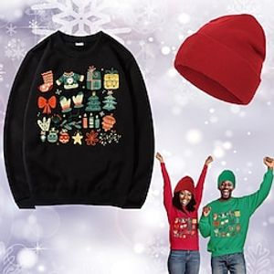 Christmas Santa Claus Hat Ugly Christmas Sweater / Sweatshirt Sweatshirt Print Graphic Top Hat For Men's Women's Unisex Adults' Hot Stamping 100% Polyester Party Festival miniinthebox