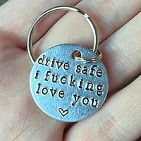 Christmas Gifts Anniversary Gift Drive Safe Keychain I Love You I Glass Keyring Valentine's Day Gift For Girlfriend Wife For Boyfriend Husband miniinthebox