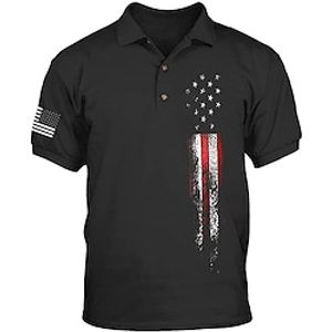 Men's Polo Shirt Golf Shirt Graphic Prints National Flag Turndown Black Outdoor Street Short Sleeves Button-Down Print Clothing Apparel Sports Fashion Streetwear Designer Lightinthebox