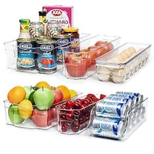 Refrigerator Organizer Bins Clear Plastic Bins for Fridge Freezer Kitchen Cabinet Pantry Organization BPA Free Fridge Organizer 12.5 Long Clear miniinthebox
