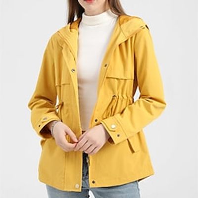 Women's Hoodie Jacket Windproof Warm Outdoor Street Daily Vacation Button Pocket Single Breasted Hoodie Casual Modern Street Style Solid Color Regular Fit Outerwear Long Sleeve Winter Fall Black Lightinthebox