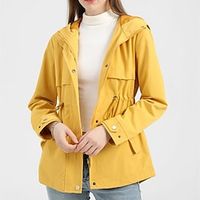 Women's Hoodie Jacket Windproof Warm Outdoor Street Daily Vacation Button Pocket Single Breasted Hoodie Casual Modern Street Style Solid Color Regular Fit Outerwear Long Sleeve Winter Fall Black Lightinthebox - thumbnail