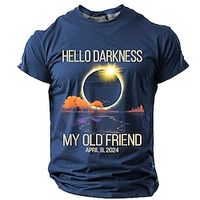 hello darkness my old friend Vintage Street Style Men's 3D Print T shirt Tee Sports Outdoor Holiday Going out T shirt Black Army Green Dark Blue Short Sleeve Crew Neck Shirt Spring Summer Clothing Lightinthebox
