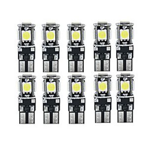 10pcs Canbus LED White Car Light Bulbs T10 W5W 5 SMD 5050 Super Bright 194 168 2825 Wedge Lights Side Map Interior Lamps miniinthebox