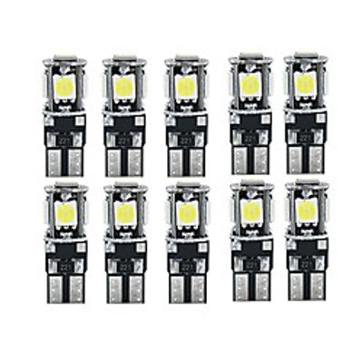 10pcs Canbus LED White Car Light Bulbs T10 W5W 5 SMD 5050 Super Bright 194 168 2825 Wedge Lights Side Map Interior Lamps miniinthebox
