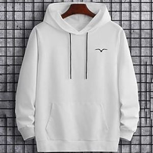 Men's Hoodie Light Khaki. Black Red Gray White Hooded Print Lace up Pocket Holiday Going out Streetwear Cool Casual Winter Spring   Fall Clothing Apparel Hoodies Sweatshirts  Lightinthebox