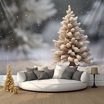 Christmas Golden Tree Hanging Tapestry Wall Art Xmas Large Tapestry Mural Decor Photograph Backdrop Blanket Curtain Home Bedroom Living Room Decoration miniinthebox