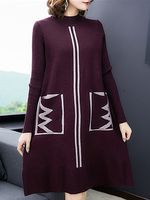 Loose Temperament Knitted Shift Dress - thumbnail