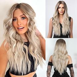 Light Blonde Blonde Light Brown Brown Dark Brown Long Blonde Wigs for Women Synthetic Wavy Hair Wig for Daily 25 inch Lightinthebox