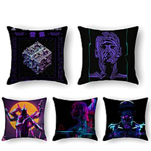 Cushion Cover 5PCS Linen Soft Print Square Throw Pillow Cover Cushion Case Pillowcase for Sofa Bedroom 45 x 45 cm (18 x 18 Inch) Superior Quality Mashine Washable Lightinthebox