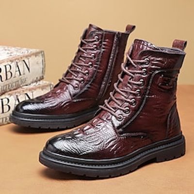 Men's Boots Dress Shoes Winter Boots Fleece lined Walking Casual Outdoor Daily PU Warm Breathable Comfortable Loafer Black Brown Fall Winter miniinthebox