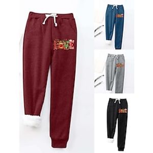 Women's Fleece Pants Sweatpants Pants Trousers Full Length Active Streetwear Christmas Street Wine Grey S M Fall Winter Lightinthebox