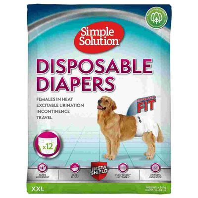 Simple Solution Disposable Female Dog Diapers, Xlarge Pack Of 12