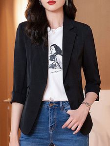 Lapel Solid Color Three-quarter Sleeve Casual Blazer