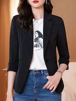 Lapel Solid Color Three-quarter Sleeve Casual Blazer