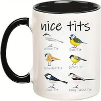 Nice Tits Bird Mug - Funny Birdwatcher Coffee Cup: Fowl Language Bird Coffee Mug, Birthday Gift for Women, Men, and Bird Lovers - 11 Ounce Capacity Lightinthebox