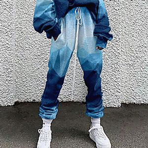 Women's Basic Soft Comfort Going out Gym Sweatpants Pants Geometric Pattern Color Block Full Length Elastic Drawstring Design Print Blue Blushing Pink Lightinthebox