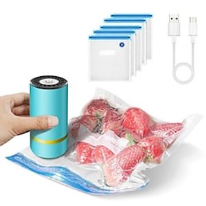 Vacuum Food Sealer with Reusable Sous Vide Bags Sealing Packing System USB Rechargeable Electric Vacuum Seal Machine for Various Food Preservation miniinthebox