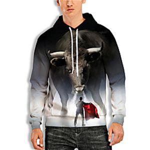 Men's Pullover Hoodie Sweatshirt Graphic Prints Cow Animal Print Hooded Daily Sports 3D Print 3D Print Casual Hoodies Sweatshirts  Long Sleeve Black miniinthebox