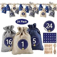 Christmas Advent Calendar 2023, 24 Days Burlap Hanging Advent Calendars Garland Candy Gift Bags Sacks DIY Xmas Countdown Christmas Decorations For Wall Home Office miniinthebox - thumbnail