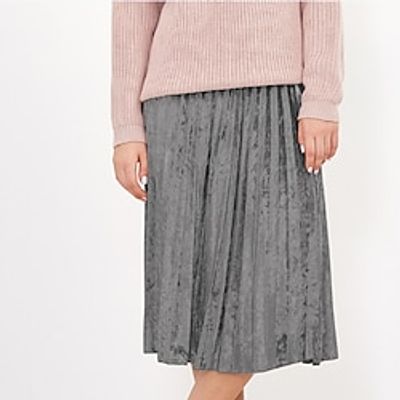 Women's Skirt Pleated Skirt Midi Velvet Camel Dark Gray Green Coffee Skirts Winter Fashion Elegant Casual Street Daily One-Size Lightinthebox