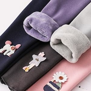 Kids Girls' Fleece Lined Leggings Solid Color Active School 7-13 Years Spring Pink Purple Light Grey Lightinthebox