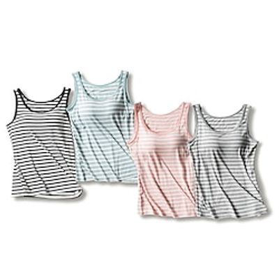 Women's Pajamas Top Stripe Fashion Comfort Home Daily Bed Modal Breathable Crew Neck Sleeveless Chest pads Summer Black Pink Lightinthebox Women's Pajamas Top Stripe Fashion Comfort Home Daily Bed Modal Breathable Crew Neck Sleeveless Chest pads Summer Black Pink Lightinthebox