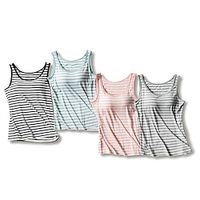 Women's Pajamas Top Stripe Fashion Comfort Home Daily Bed Modal Breathable Crew Neck Sleeveless Chest pads Summer Black Pink Lightinthebox - thumbnail