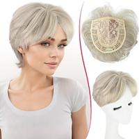 Short Hair Toppers with Bangs Platinum Pixie Cut Clip in Synthetic Wiglets Hair Pieces for Women with Thinning Hair Lightinthebox