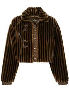 Fendi Pre-Owned striped faux fur jacket - Black